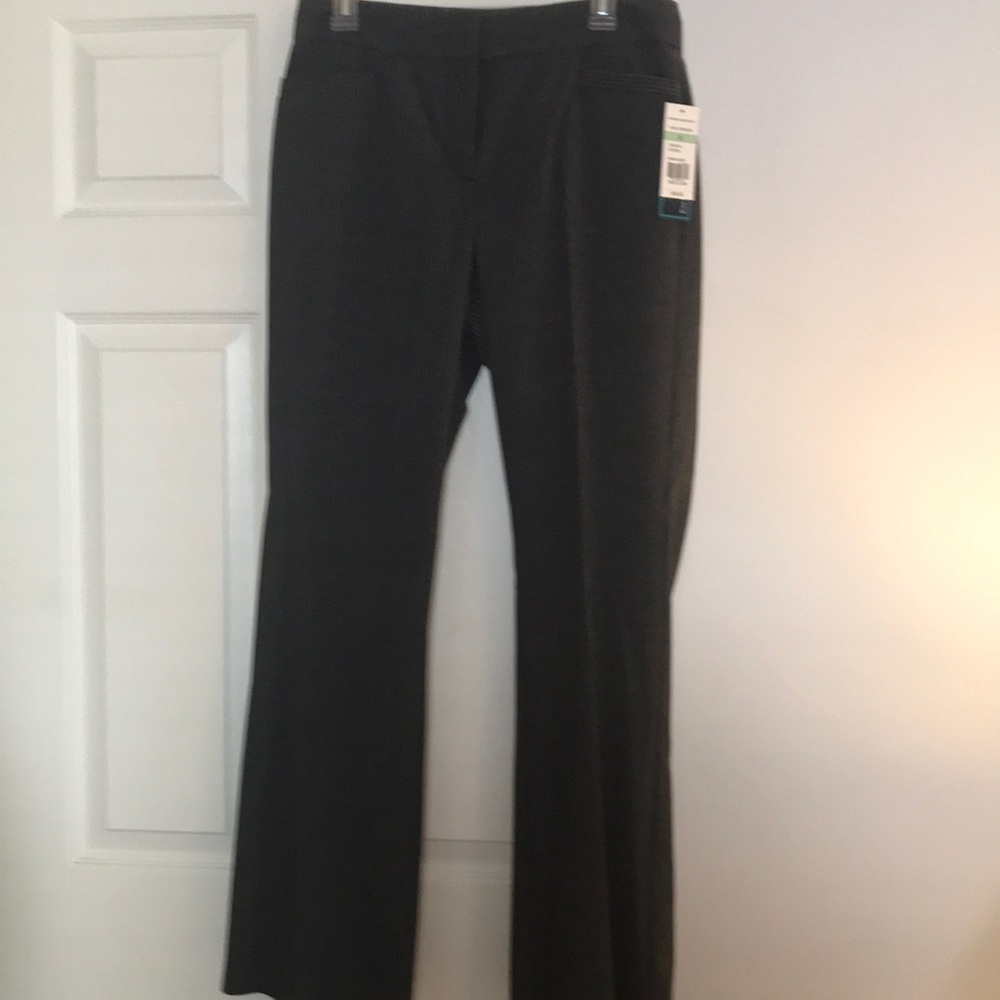 NWT Belk Kim Rogers Charcoal Grey Pinstripe Flat Front Pants